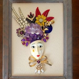 Framed vintage jewelry art